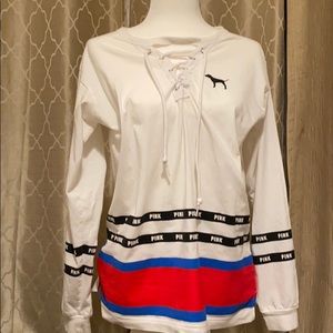 PINK lace up long sleeve